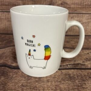 Fringe Studio Kitty Cat Unicorn Mug 'Born Magical' Rainbow Pride 16 oz‎ Novelty